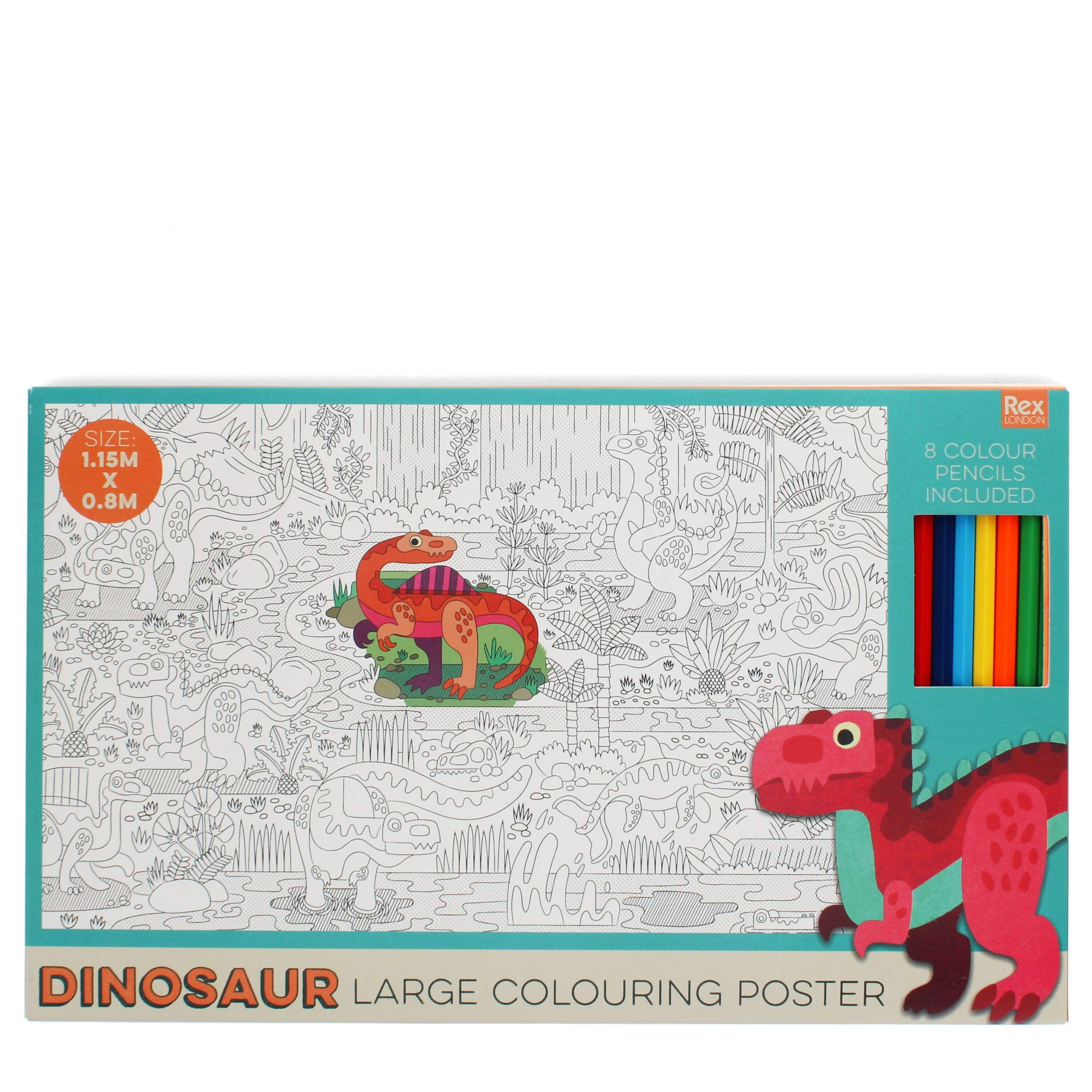 Grande poster da colorare con matite - Baby Dinos