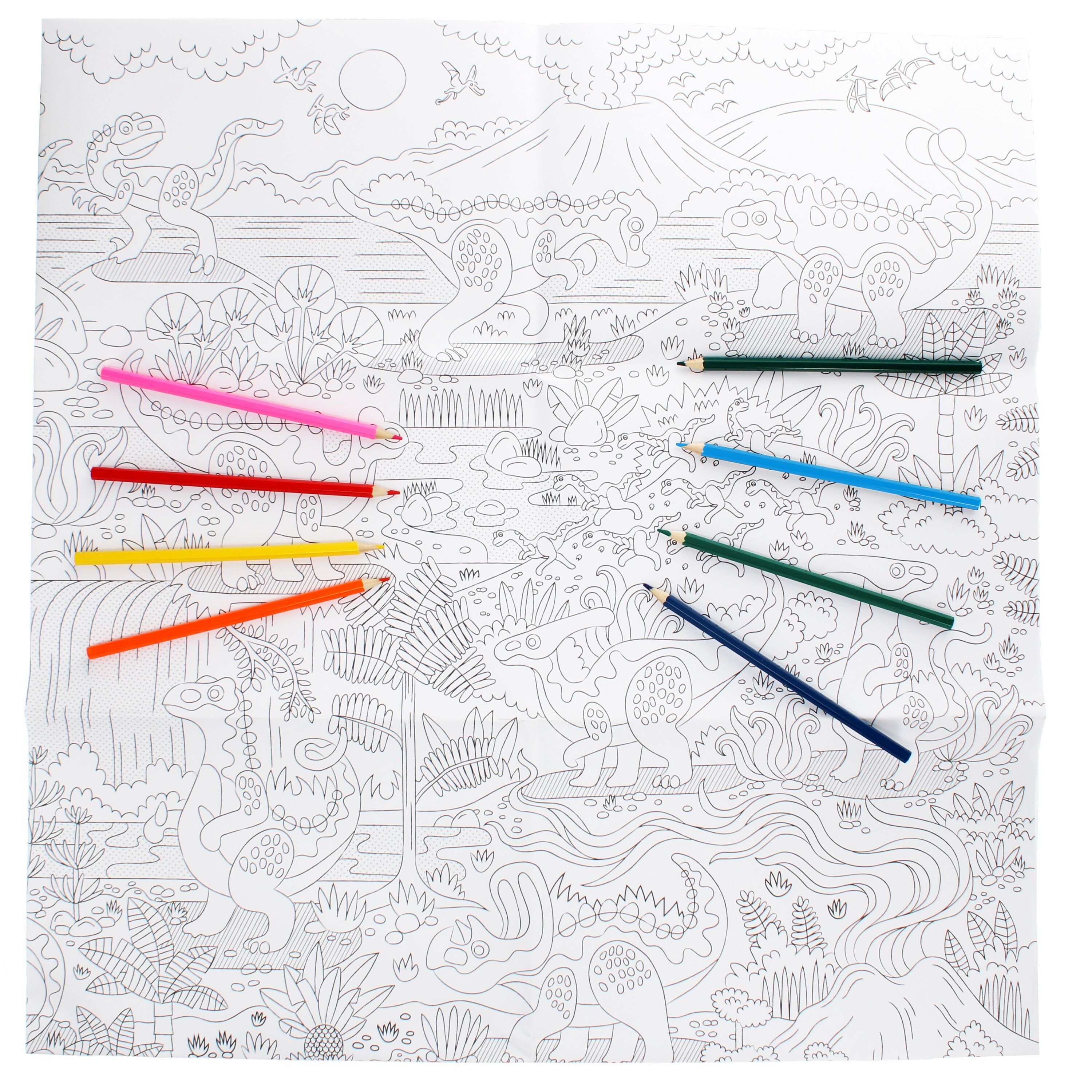 Großes Ausmalposter mit Stiften - Baby Dinos