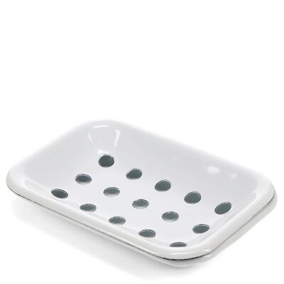 Porta sapone smaltato in due parti - Bianco