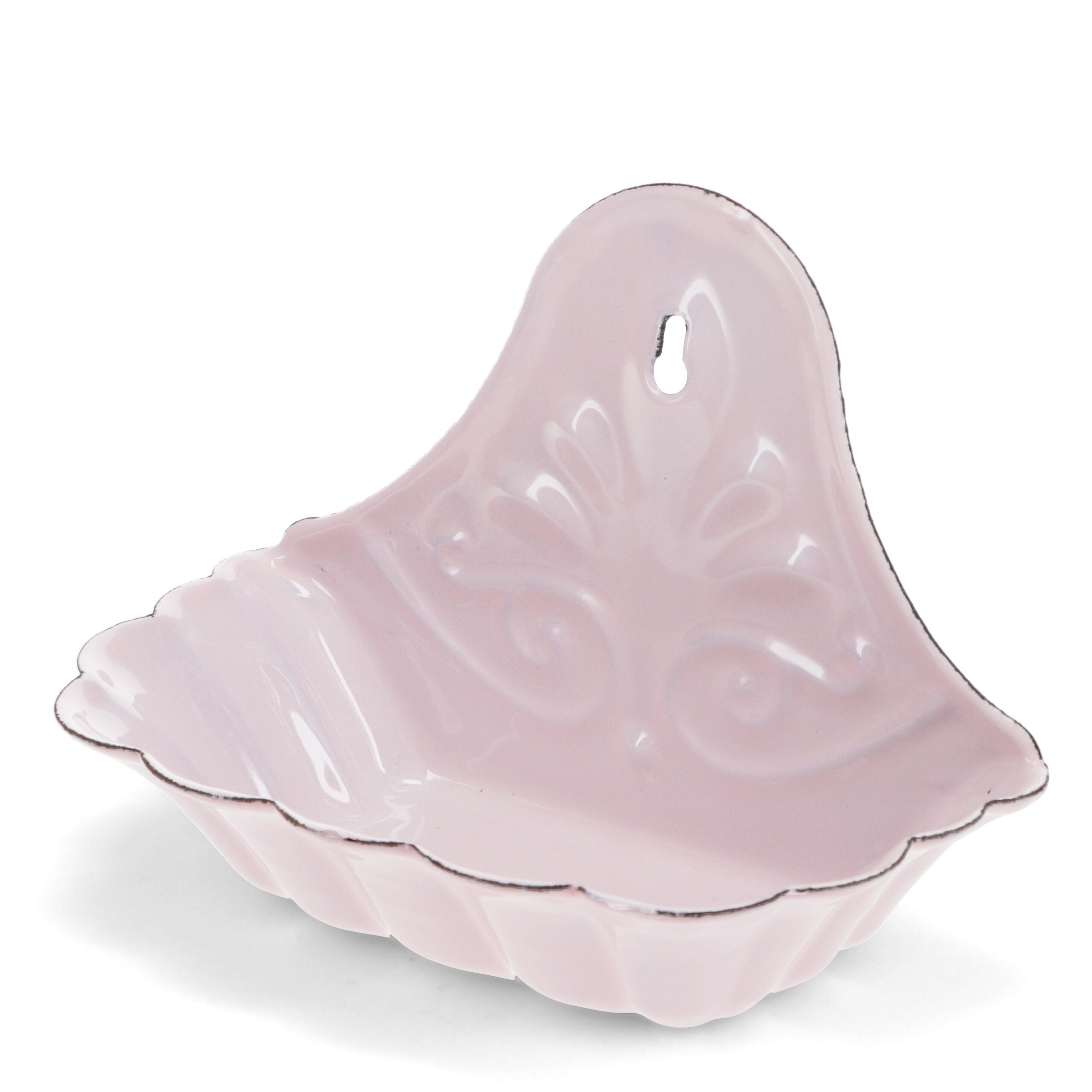 Porta sapone smaltato da parete - Rosa
