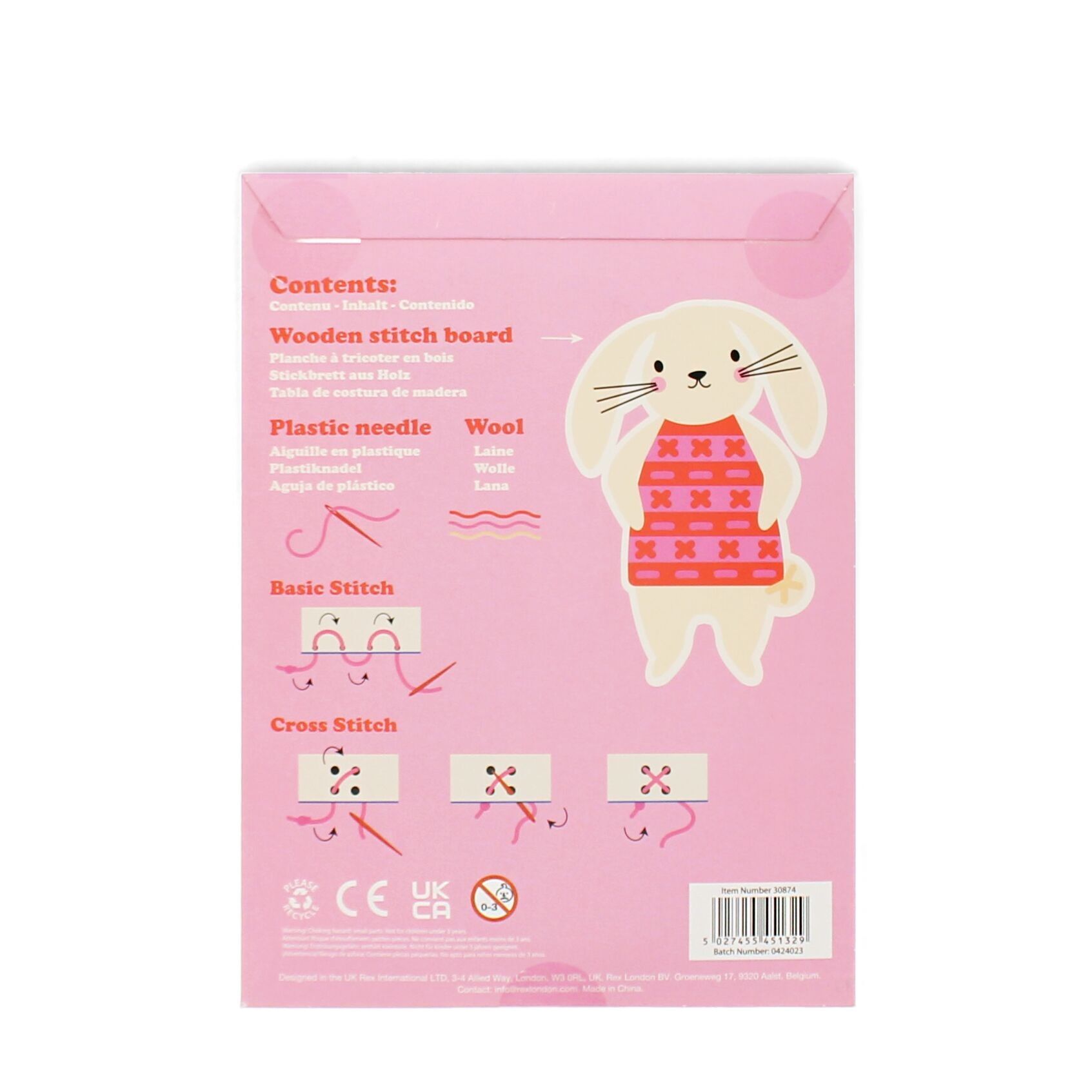 Aprende a coser con este kit de punto de cruz de madera - Bunny