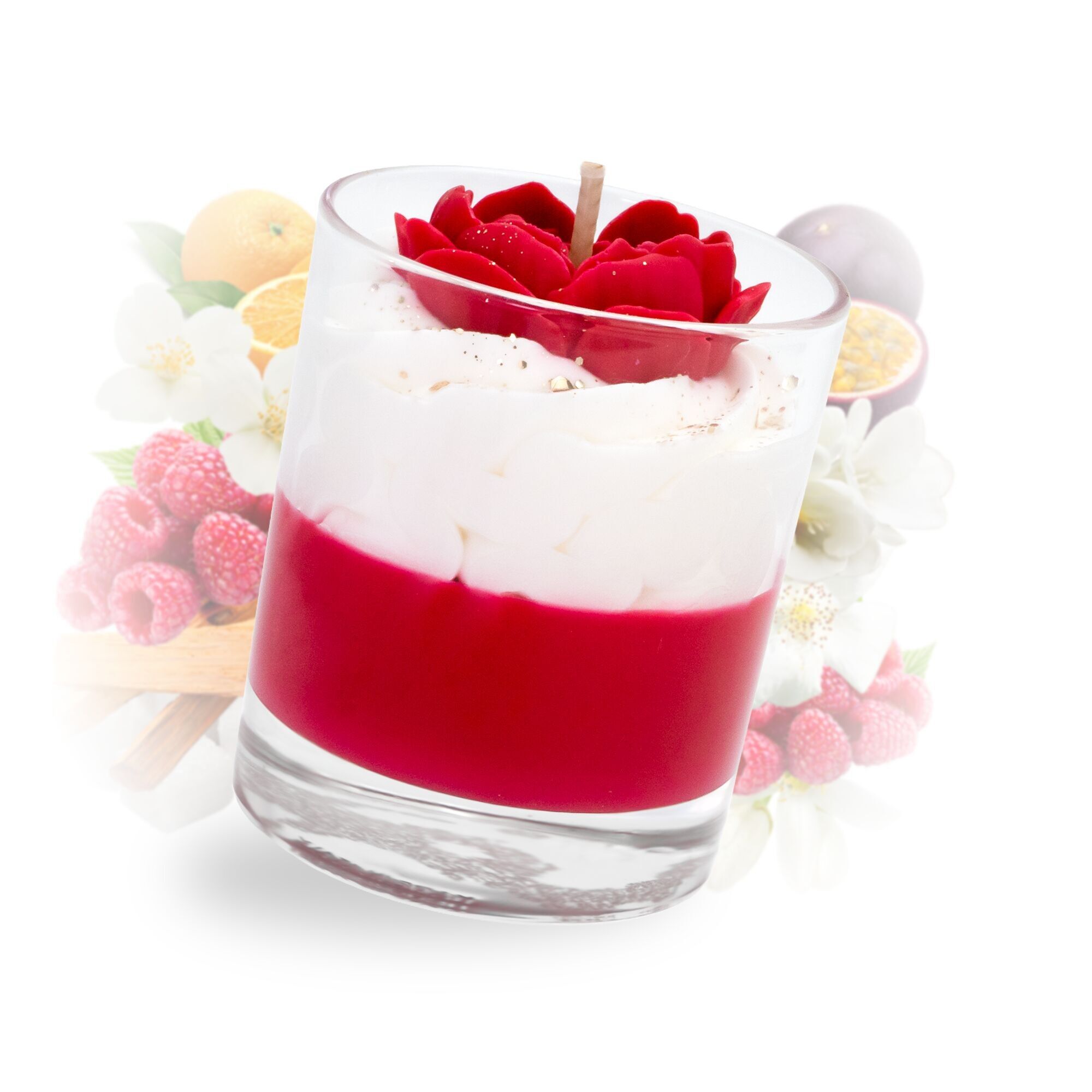 Candela artigianale al gelsomino e frutto della passione per San Valentino