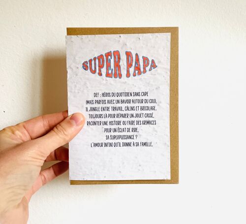 Carte à planter avec la définition d’un super papa