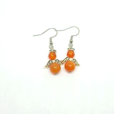 Boucles d'oreilles pierre précieuse ange gardien cornaline