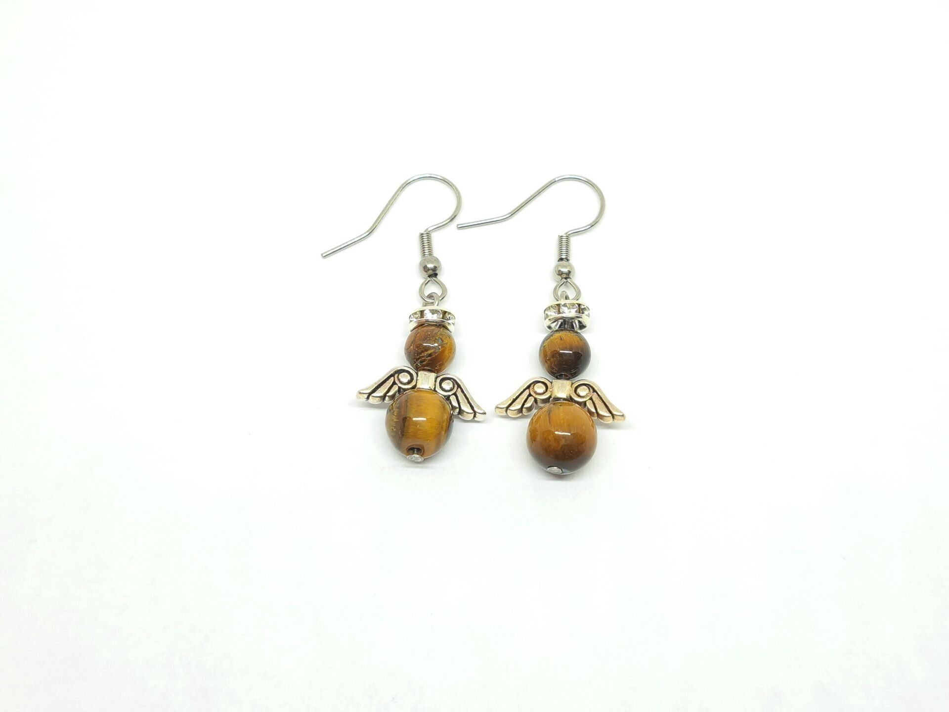 Earrings gemstone guardian angel tiger eye