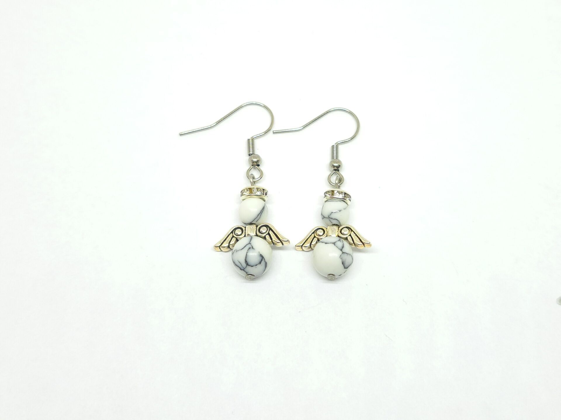 Boucles d'oreilles Pierre précieuse Ange Gardien Howlite