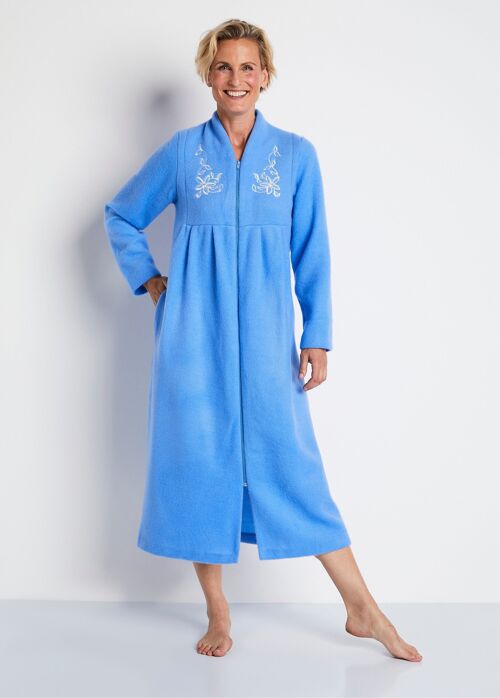 Robe de chambre zippée et brodée