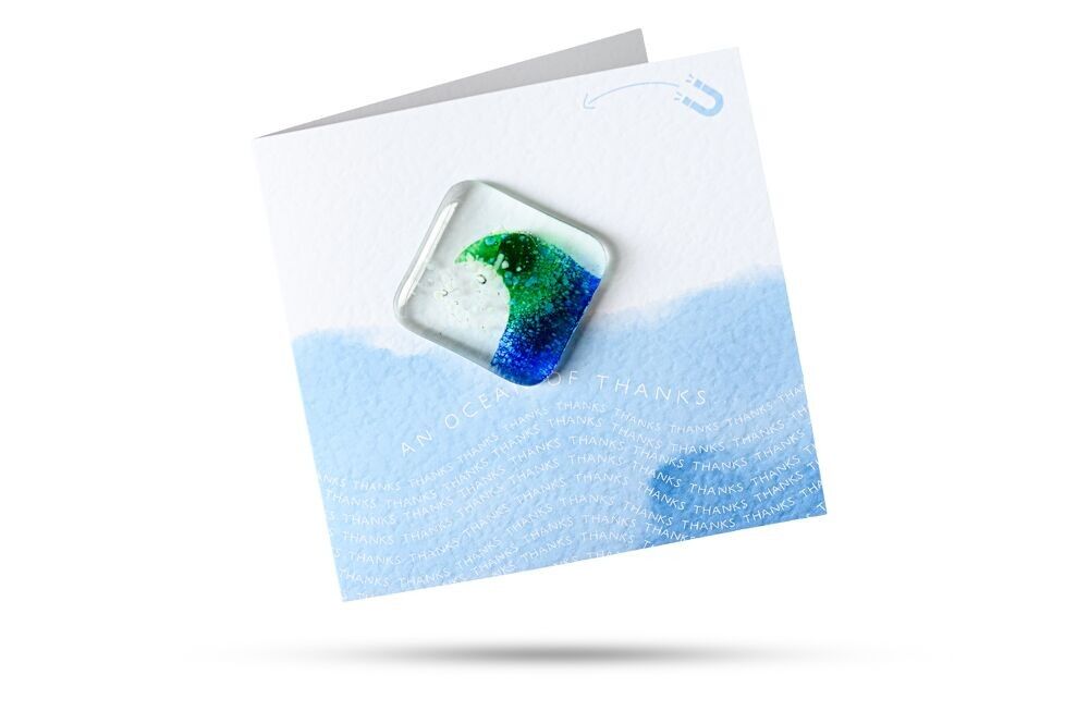 Ocean of Thanks MAGNET Fused Glass Card