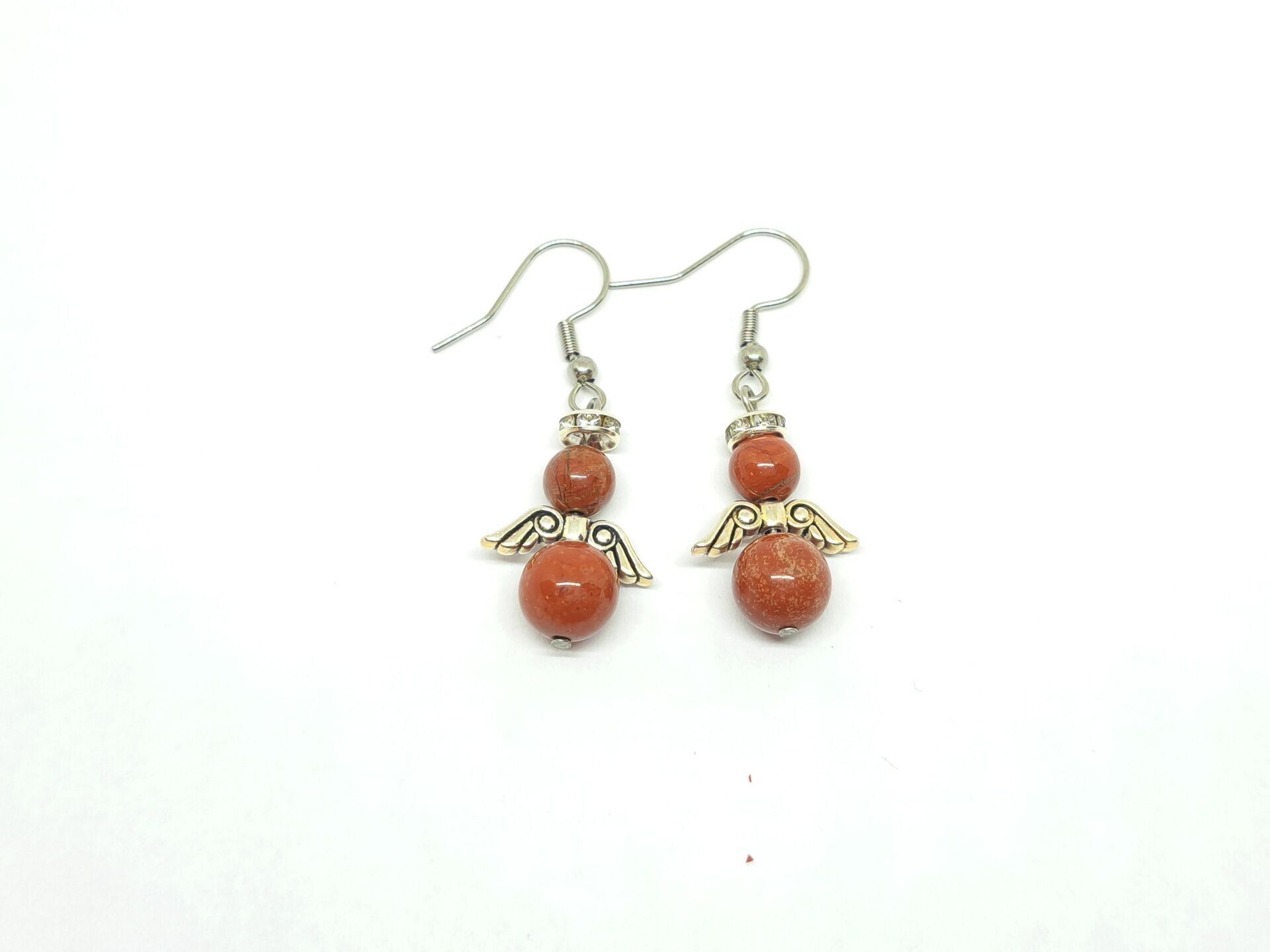 Earrings gemstone guardian angel jasper red