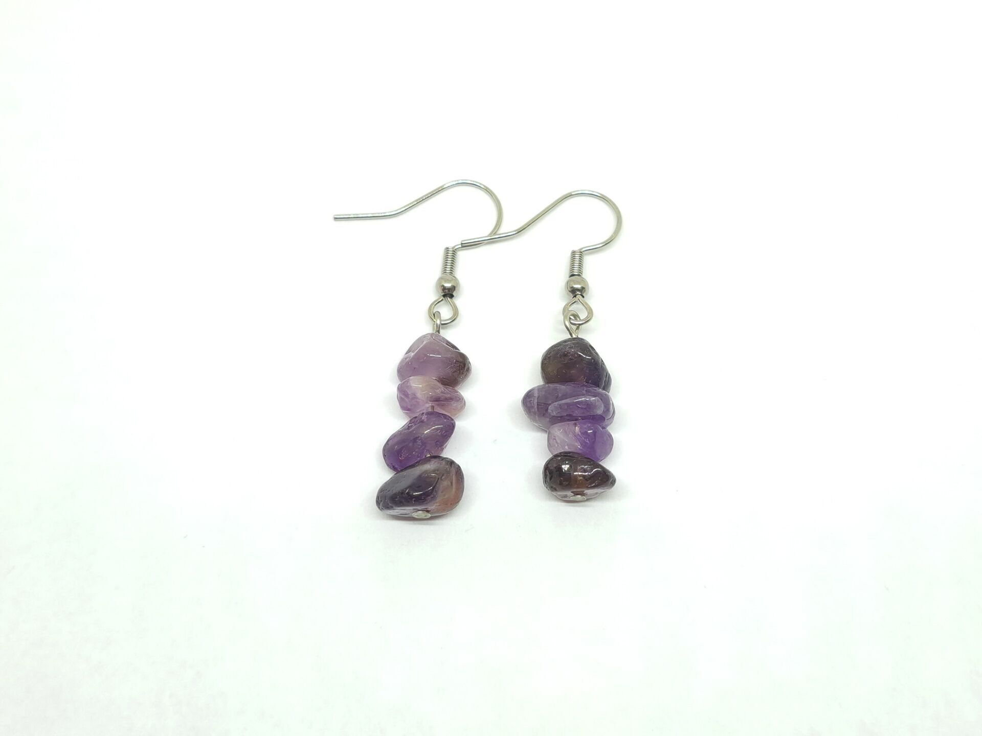 Earrings gemstone chips amethyst