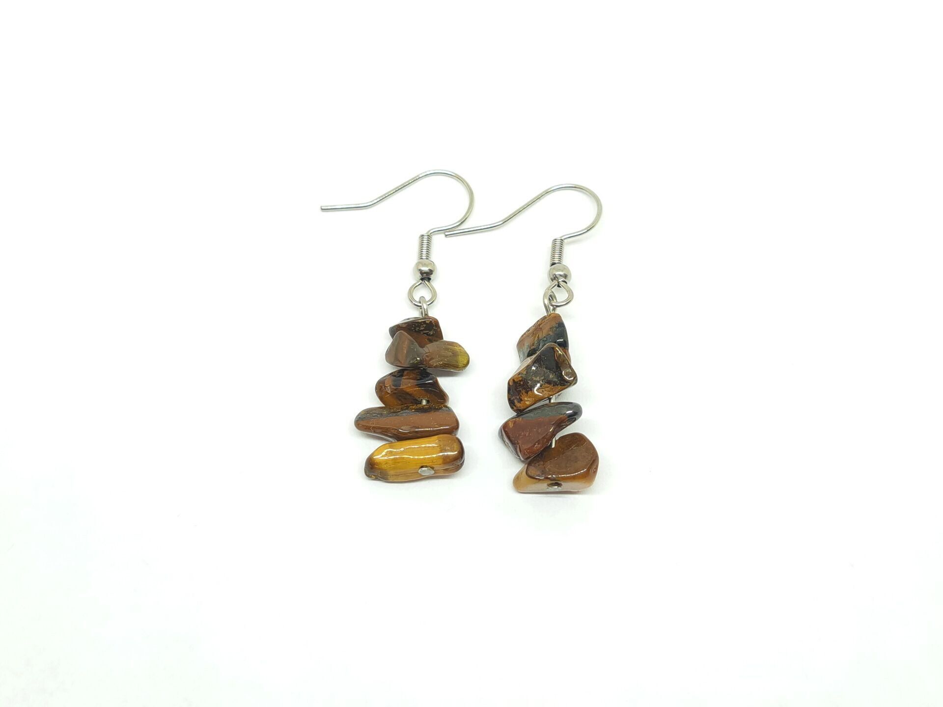 Earrings gemstone chips tiger eye