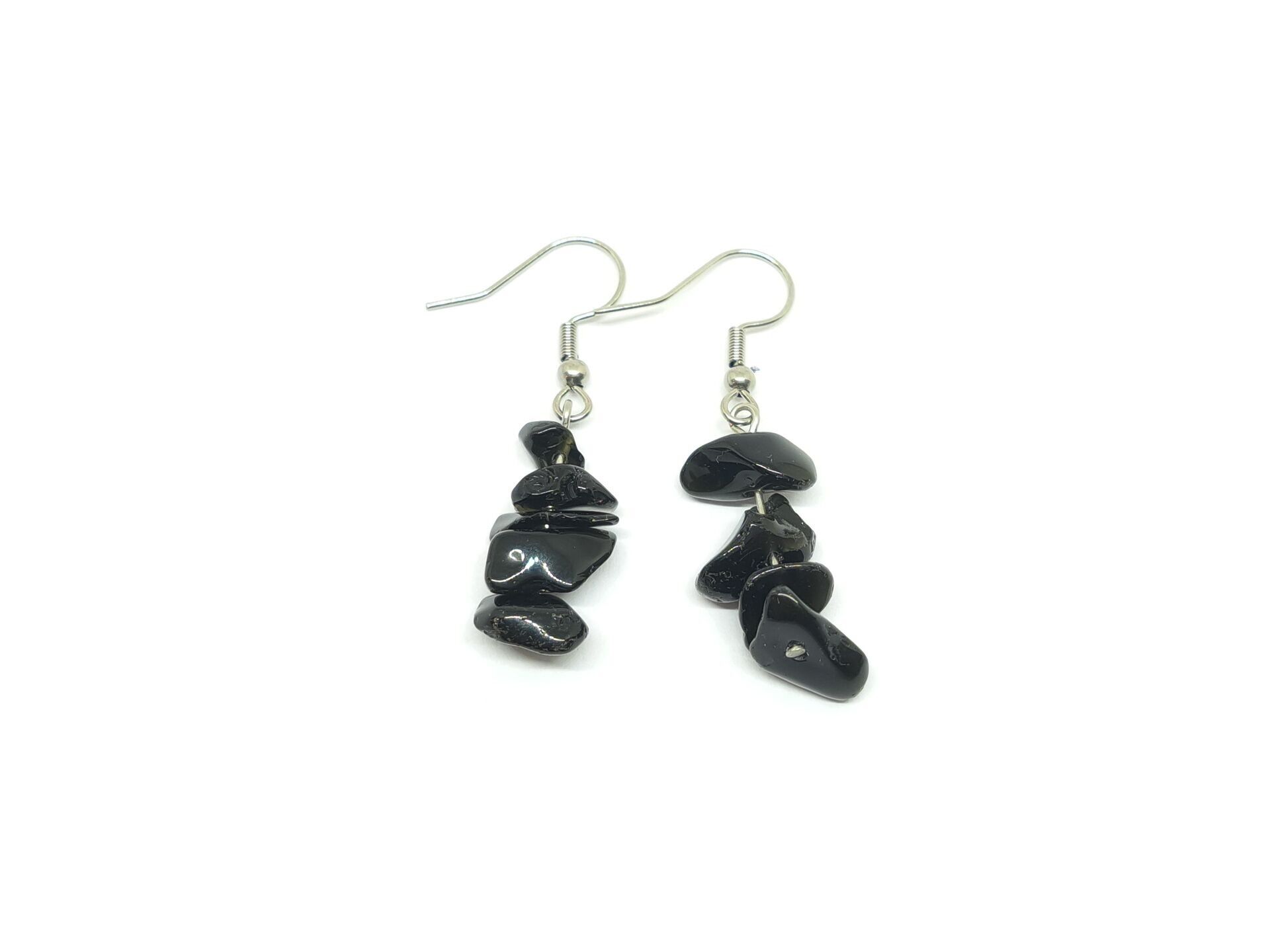 Earrings gemstone chips onyx