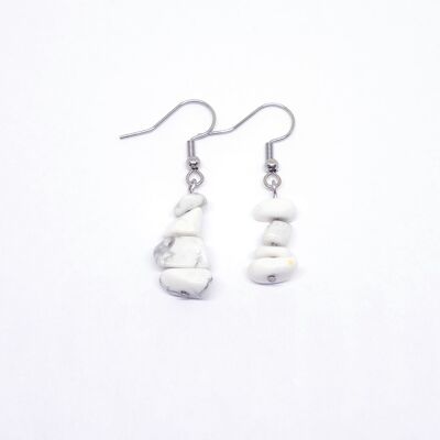 Boucles d'oreilles éclats de pierres précieuses Howlite