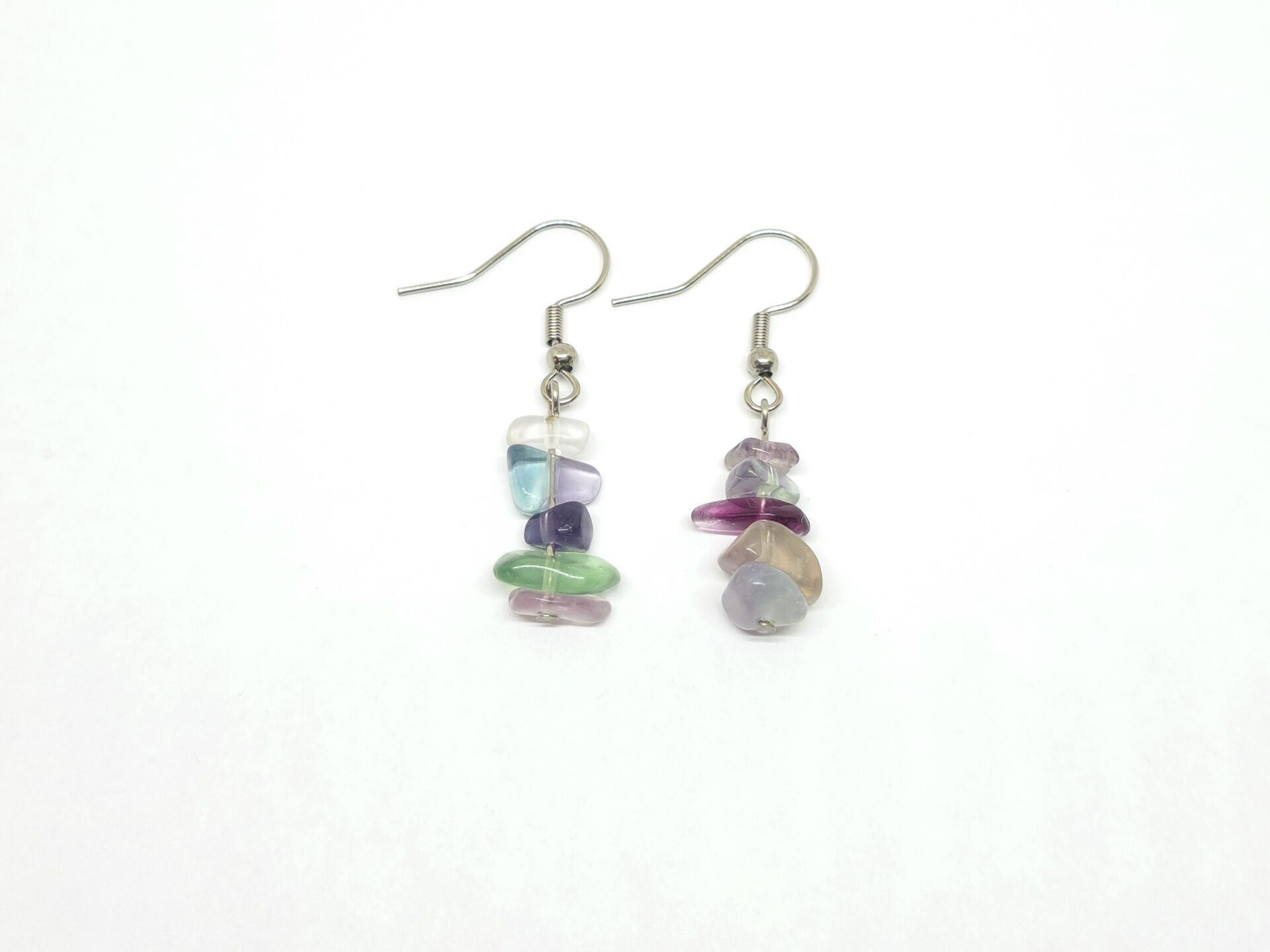 Earrings gemstone fragments Flourite