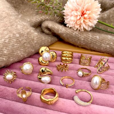 Juego de 14 anillos de acero inoxidable sin display SET3