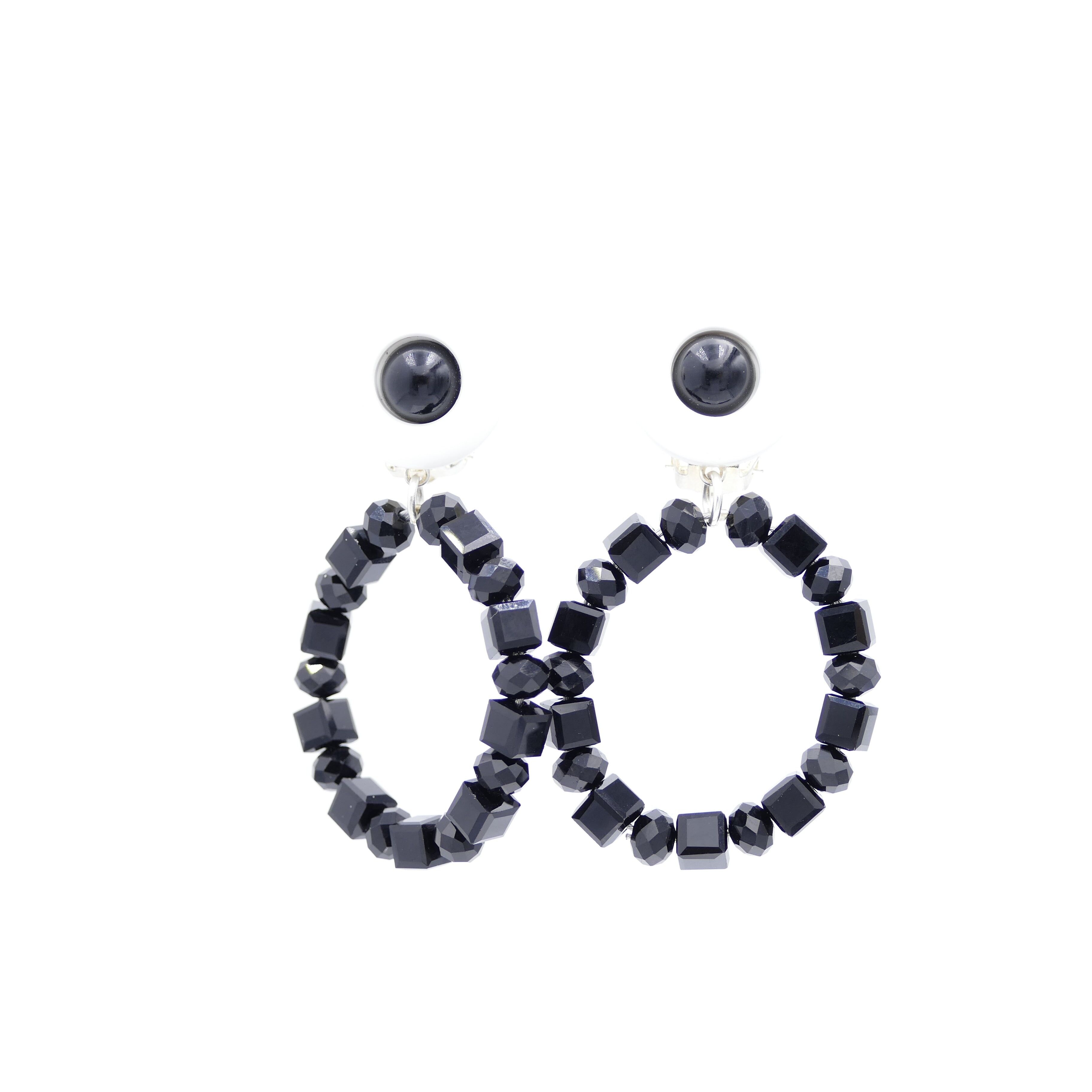 Laila earrings clip-on earrings black hoop earrings