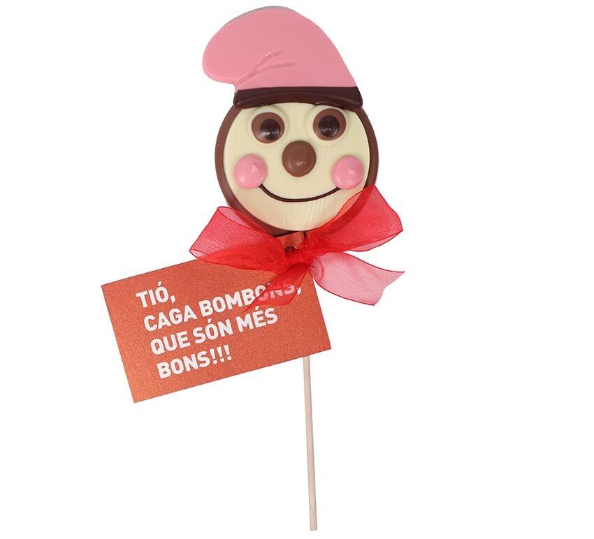 Tió lollipop made of white chocolate and milk chocolate
