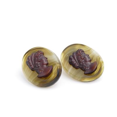 Cameo ear clips cameo glass beads
