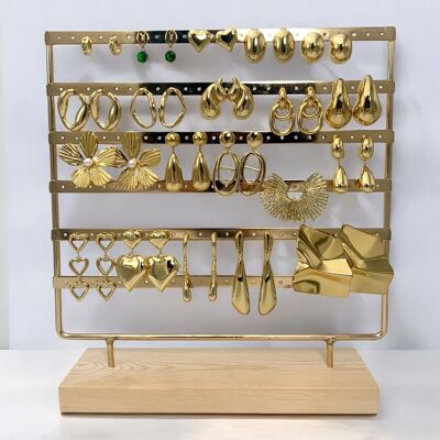 Set de 20 boucles d'oreilles en acier inoxydable sans présentoir SET10