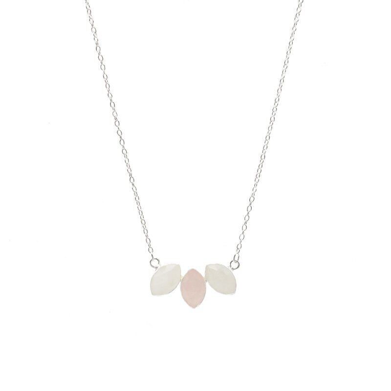 Ciondolo Ziba in pietra di luna d'argento e rosa chiaro