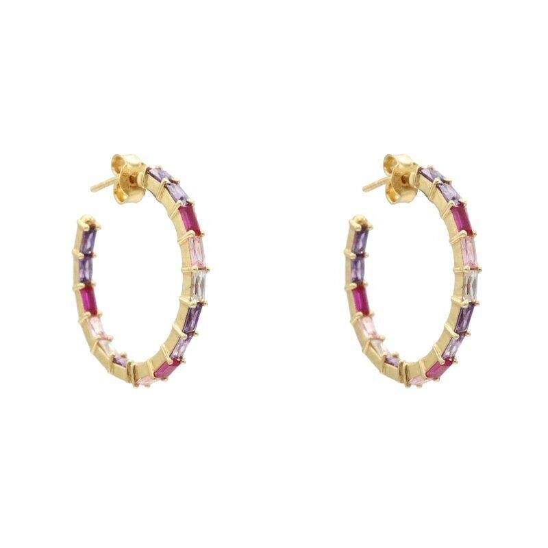 Orecchini a cerchio estetici Zc viola e rose