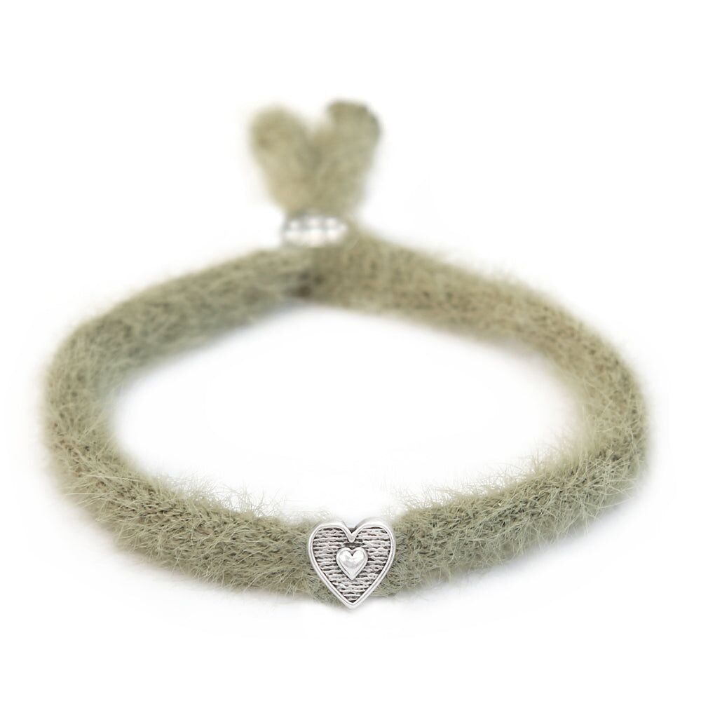 Bracciale soffice verde oliva in argento