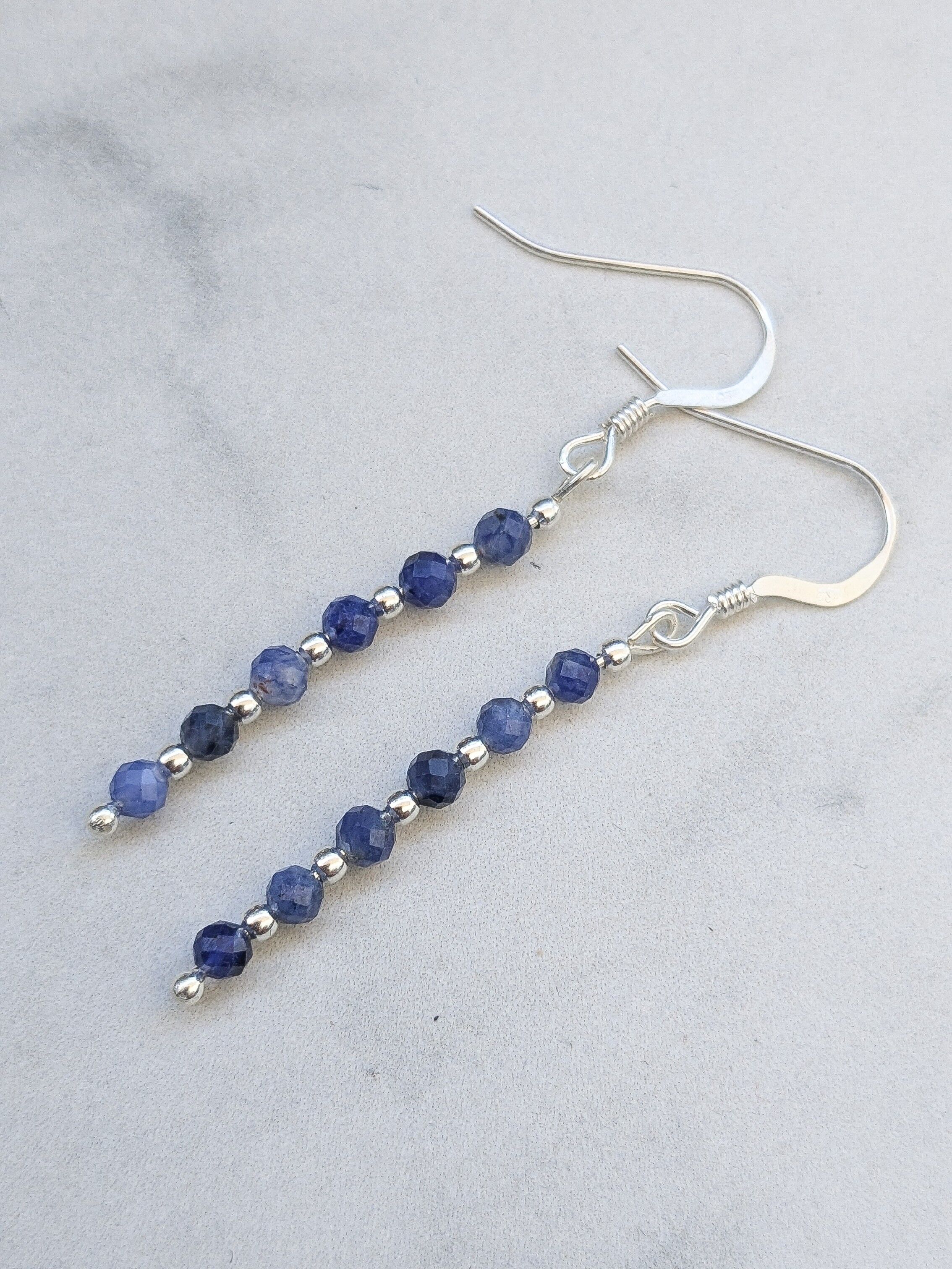 Pendientes Sodalita Facetada 3mm y Plata 925