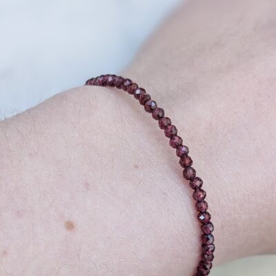 Bracelet Grenat facetté 3mm et Argent 925