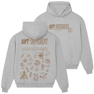 Felpa con cappuccio Eat Different Deluxe Organic Box - Grigio mélange