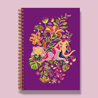 Carnet A5 éléphant en feuille d'or