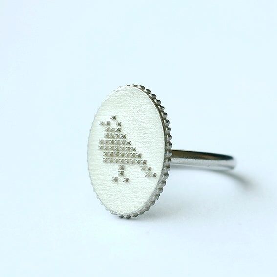 Anello uccello in argento
