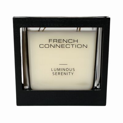 French Connection Black Wooden Surround Luminous Serenity Candle 480G