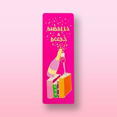 Segnalibro con bolle e libri in lamina d'oro