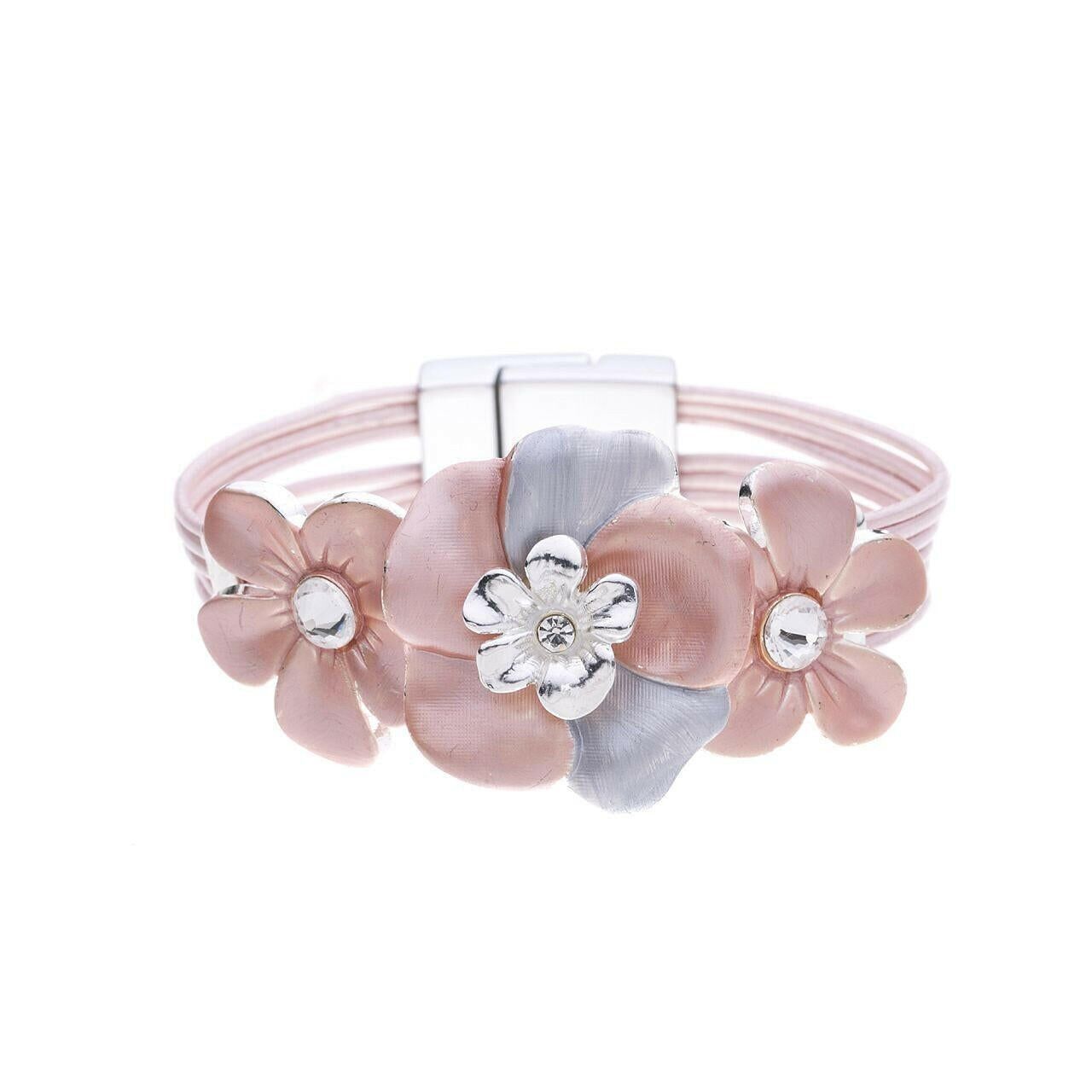 Bracciale - fiori con diamanti