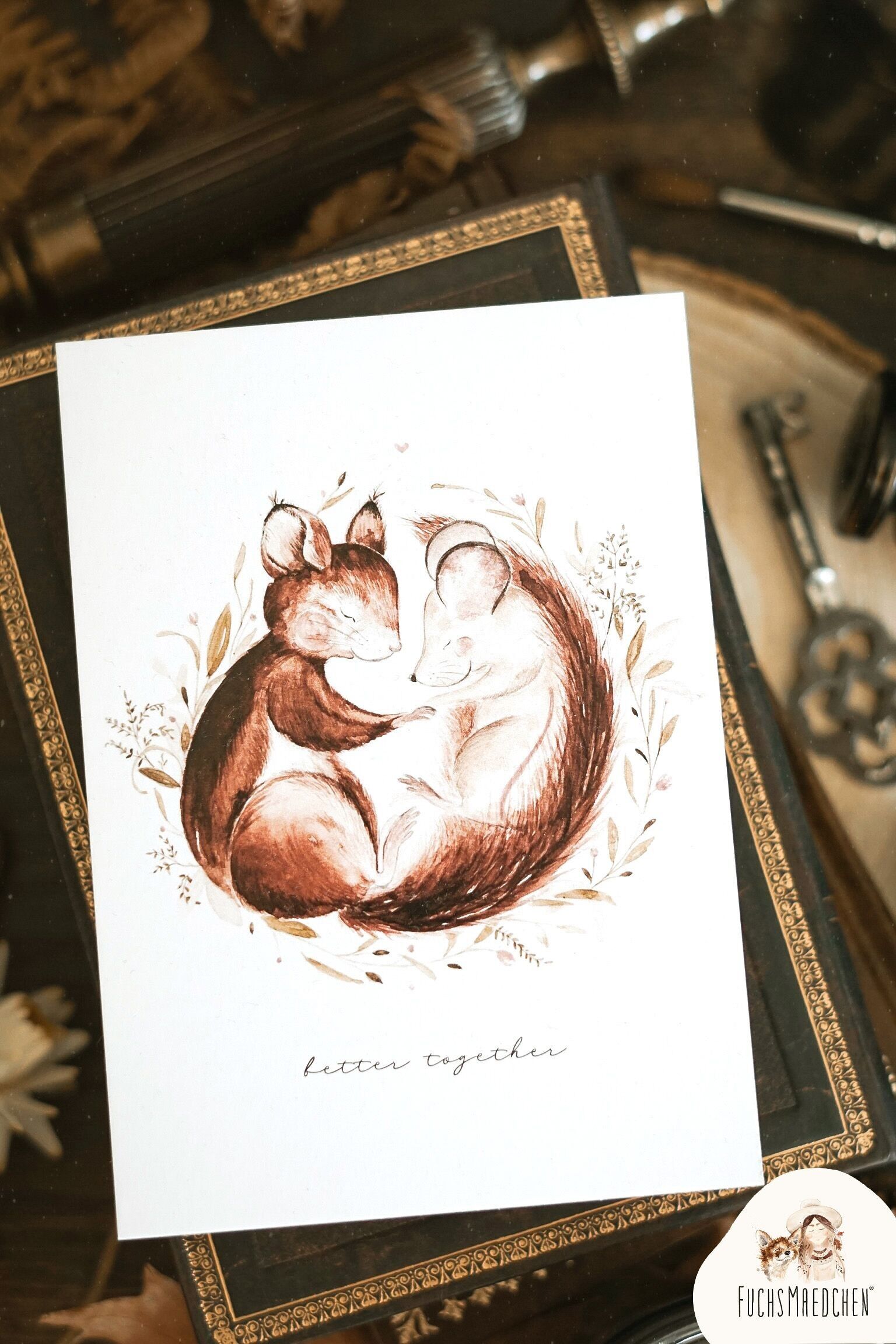 Biglietto d'auguri -topo e scoiattolo-