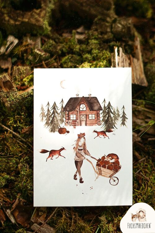 Grußkarte -Herbst im Fuchs Wald-