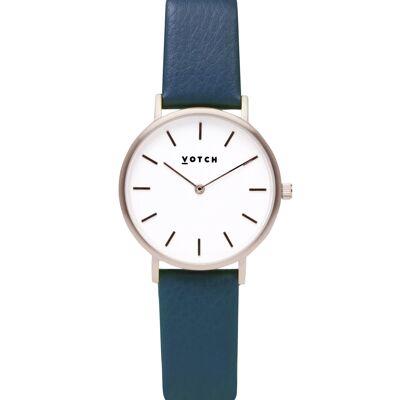 Silver & Navy Watch | Petite