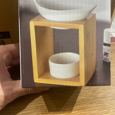 Bamboo and ceramic fondant burner