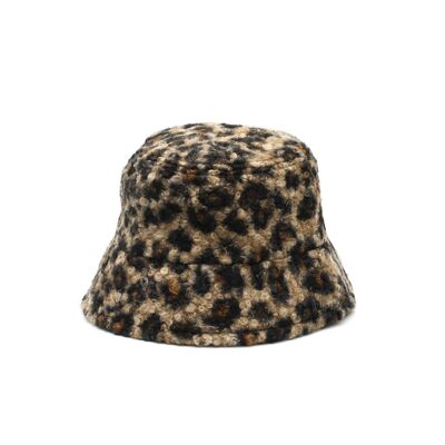 Gorro de pescador con bigote y estampado de leopardo