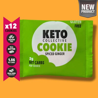 GALLETAS CETOGÉNICAS - NUEVAS GALLETAS CON JENGIBRE ESPECIADO, 2 g DE CARBOHIDRATOS NETOS - 12 GALLETAS DE 30 g