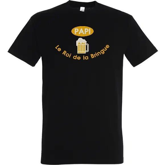 "PAPI THE KING OF THE PARTY" Black embroidered T-Shirt