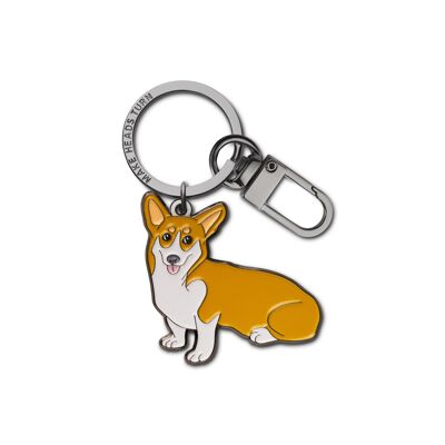 Llavero/dije de bolso de esmalte "Corgi de la Reina"