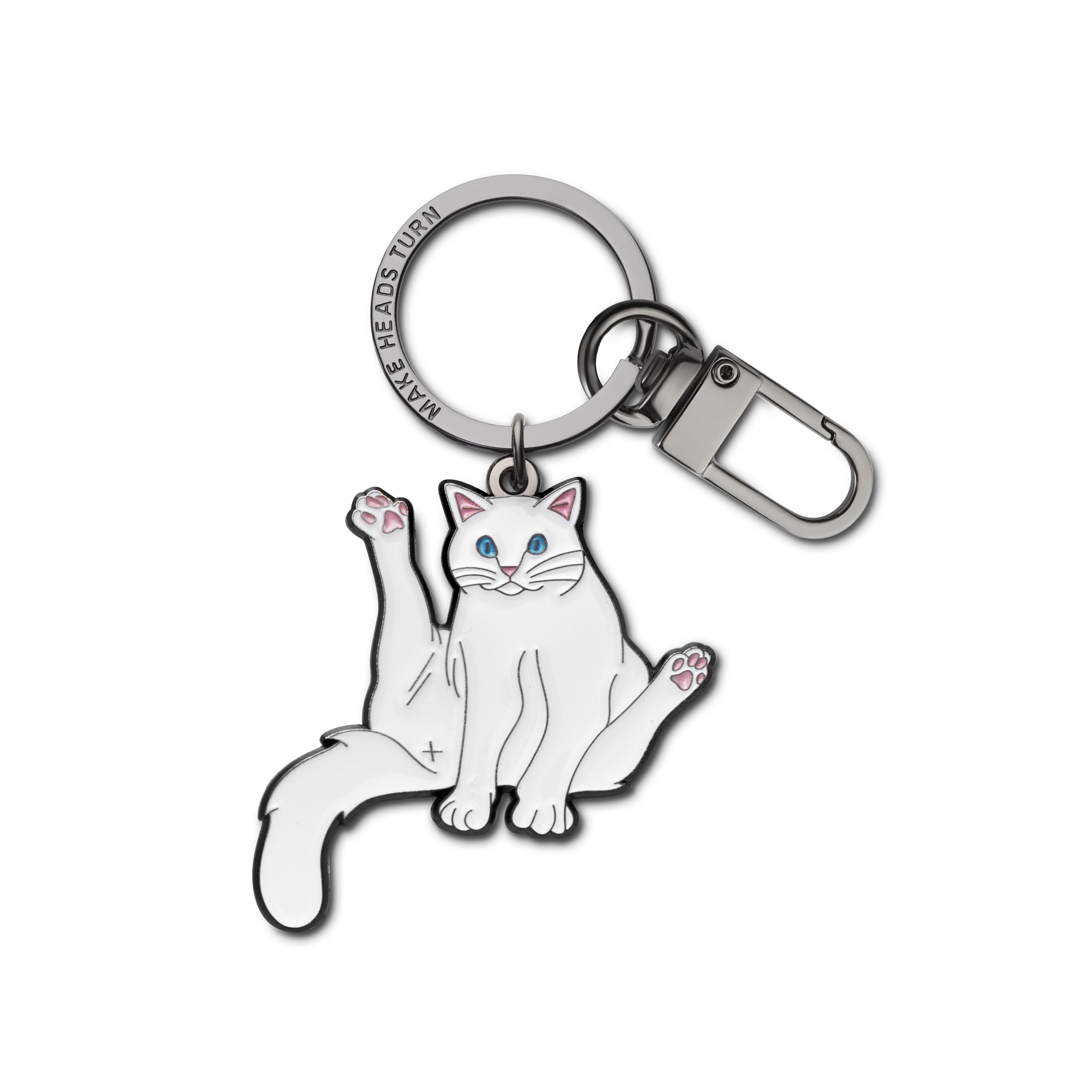 Portachiavi/ciondolo per borsa smaltato "Gatto seduto"