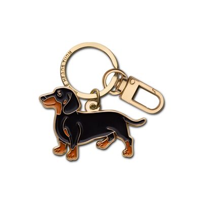 Llavero/dije para bolso de esmalte "Perro salchicha"