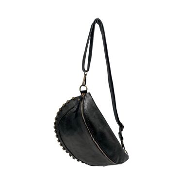 STUDDED IRIDESCENT LEATHER BELT BAG