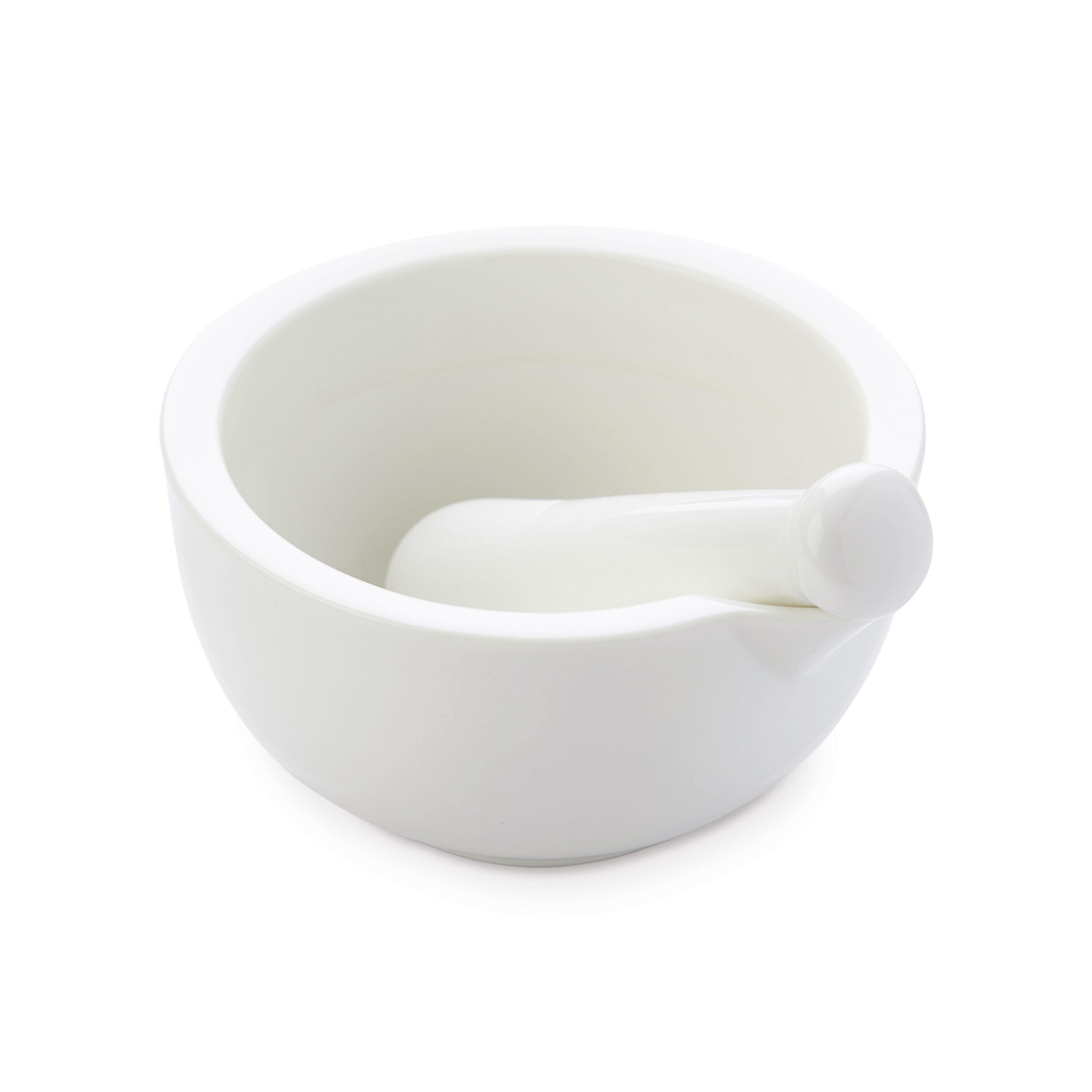 Mortaio e pestello in porcellana bianca 13,5x12,5x6,5cm