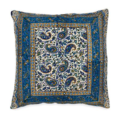 Federa per cuscino stampata a mano AFROZAN - Peisly Blue