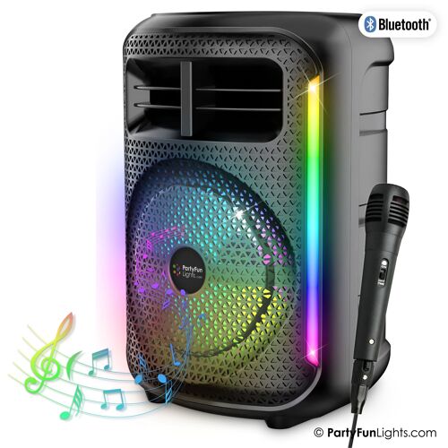 Draadloze karaoke set party speaker met microfoon zwart - Discoverlichting - Oplaadbaar
