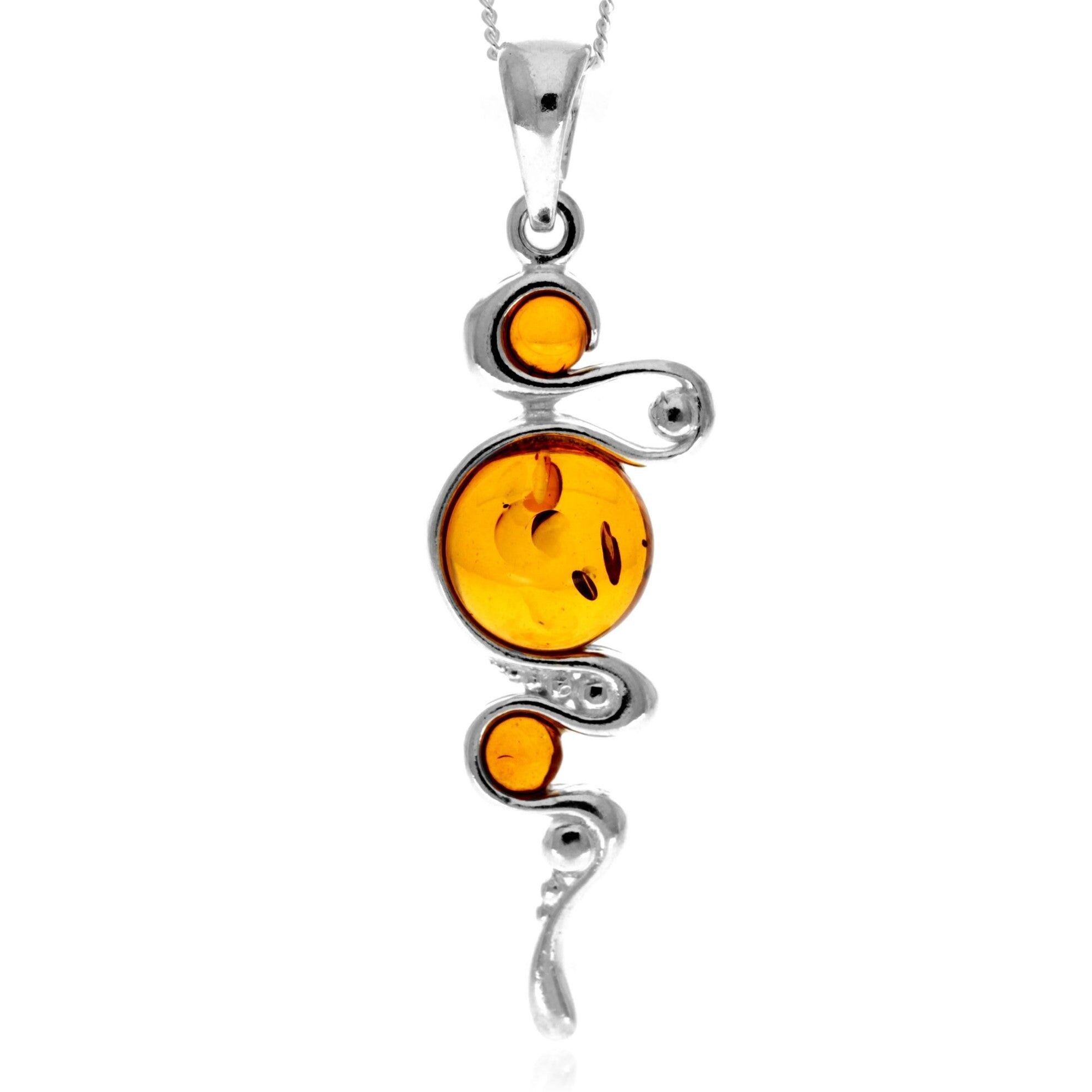 Schlangenanhänger aus 925er Sterlingsilber und echtem baltischen Bernstein – GL2071