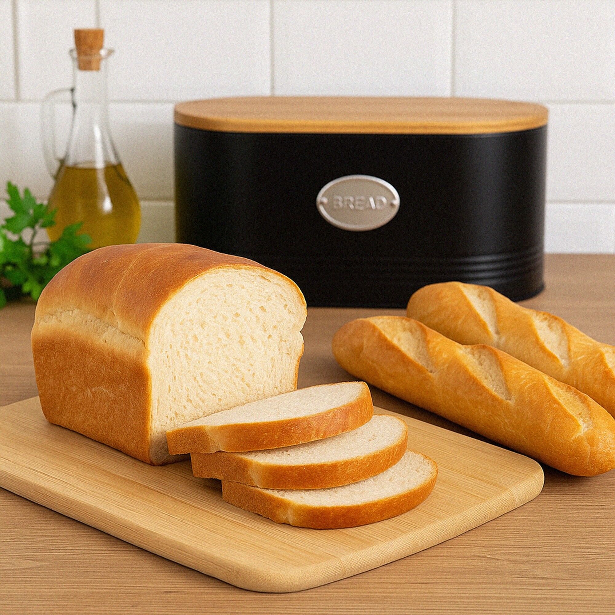 Boîte à pain de cuisine en métal noir